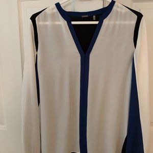 ELIE TAHARI semi sheer top in blue, White, black - size M